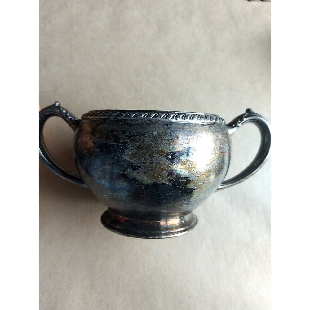 Vintage Fiesta Oneida Silver plated Sugar Bowl food photography